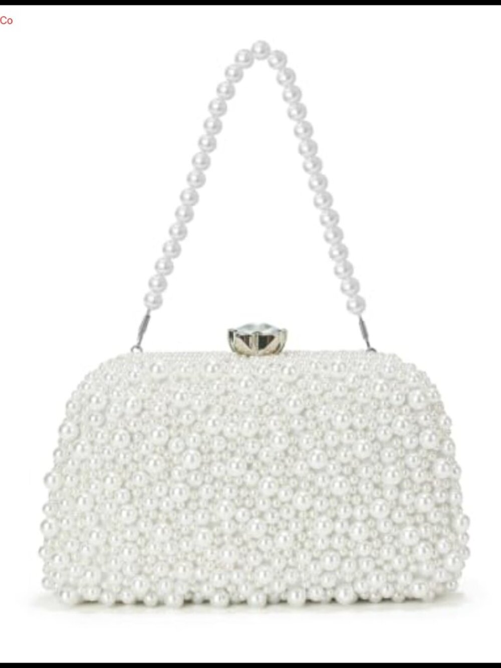 Pearl Crystal Evening Clutch with Detachable Chains